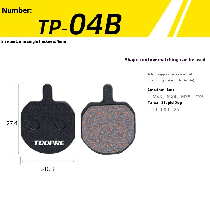 TOOPRE Mountain Bike Brake Pads Resin Semi-Metallic Disc Brake Pads for M446 355 395 BB5