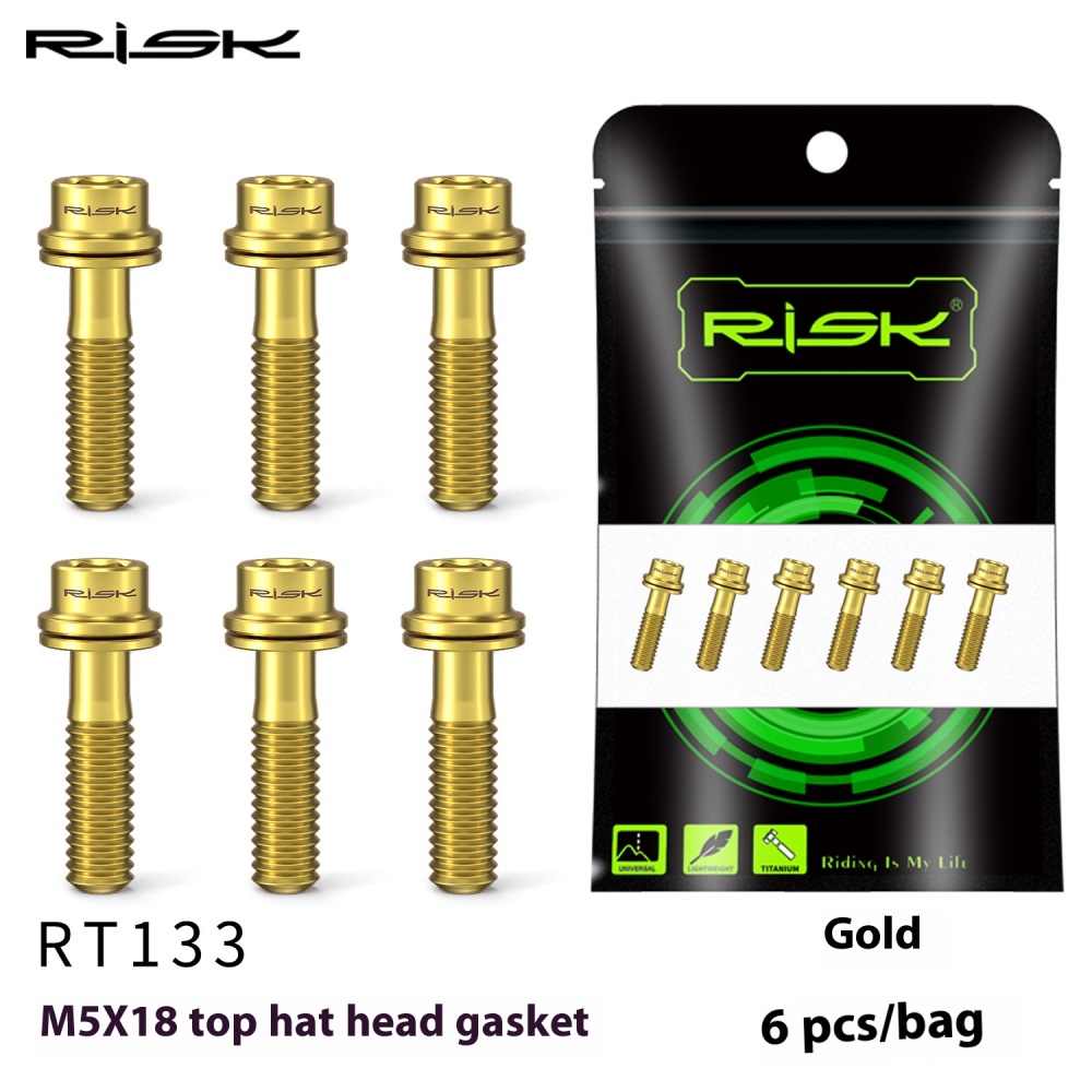 RISK M5x18/20mm Titanium Alloy Handlebar Stem Screw with Washer for Mountain Road Bike Fork Fixation