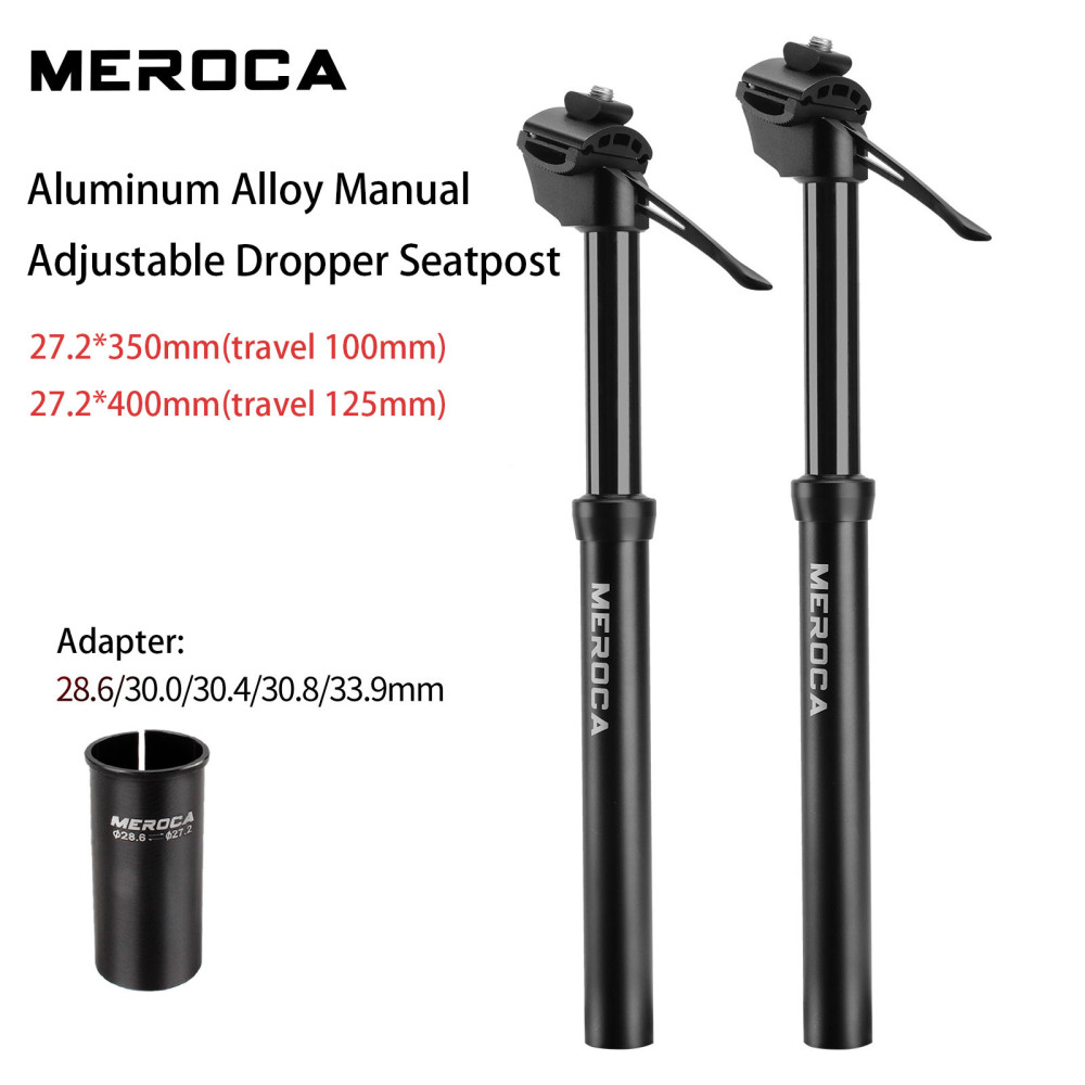 MEROCA Dropper Seatpost Aluminum Alloy Manual Control Height Adjustable 27.2/28.6/30/30.4/30.8/33.9mm 100/125mm Travel 350/400mm Length Mountain Bike Hydraulic Seatpost