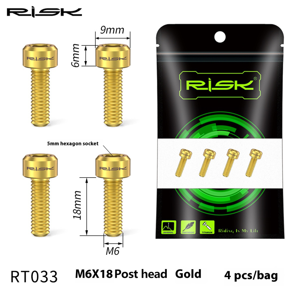 RISK M6x16/18/20 Mountain Bike Disc Brake Caliper Fixing Screws Titanium Alloy Brake Screws