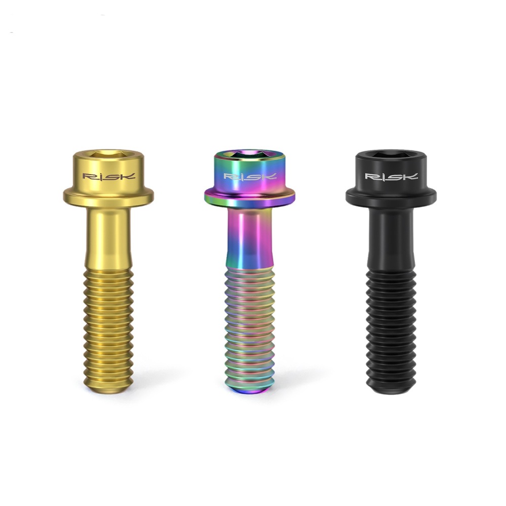 RISK M5x16/18mm Titanium Alloy Handlebar Stem Bolts for Mountain Bike Colorful Screws Dome Head/Top Hat Head