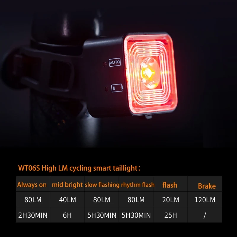 Bicycle Smart Brake Sensing Light Rear/Front Sets IP66 Waterproof MTB Road Bike Taillight USB Night Cycling Safety Lamp