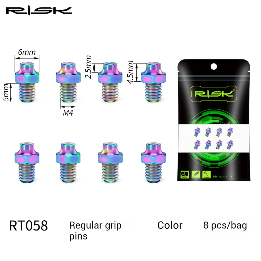 RISK Mountain Bike XC Cross-Country Titanium Alloy Pedal Pins Hexagonal Anti-Slip Pins Boxed