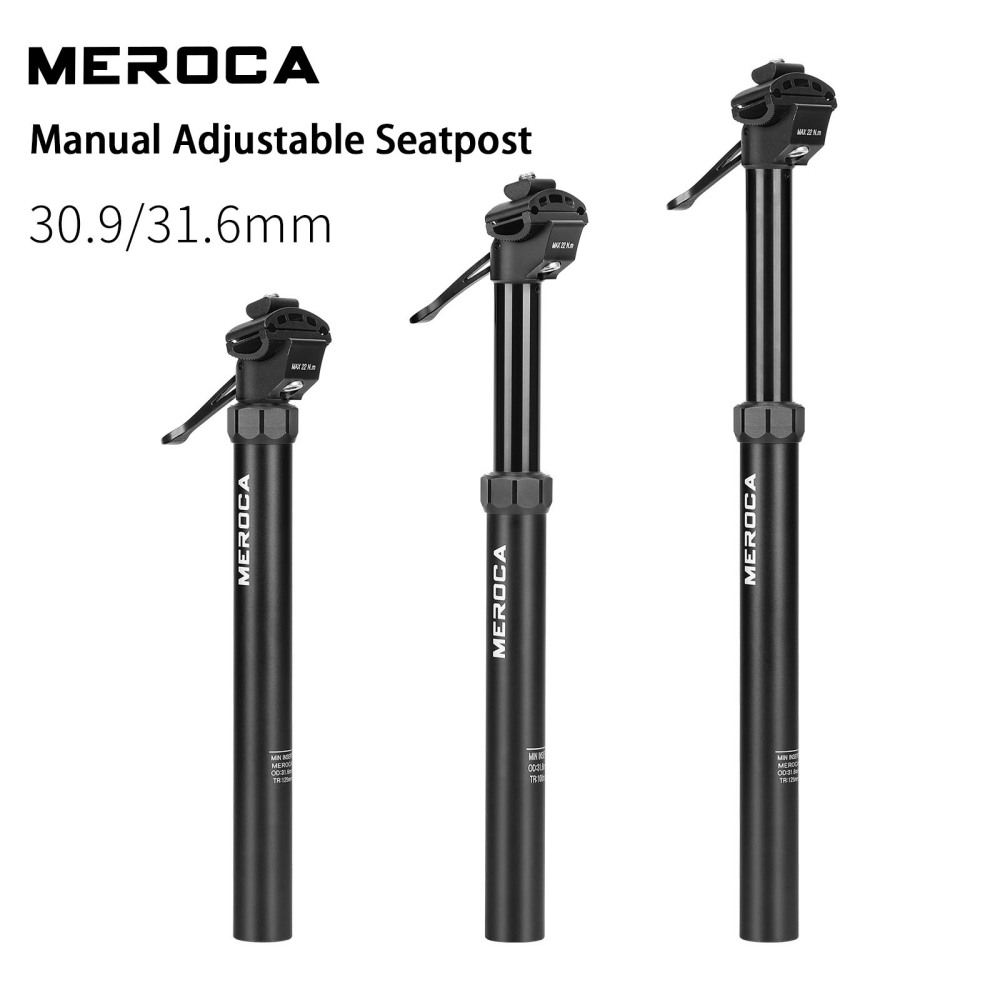 MEROCA Dropper Seatpost Aluminum Alloy Manual Control Height Adjustable 100/125mm Travel 30.9/31.6mm Mountain Bike Hydraulic Seatpost
