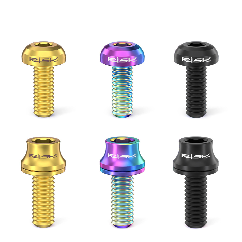 RISK Titanium Alloy Water Bottle Cage Mounting Screw M5x12mm with Washer for Mountain and Road Bikes