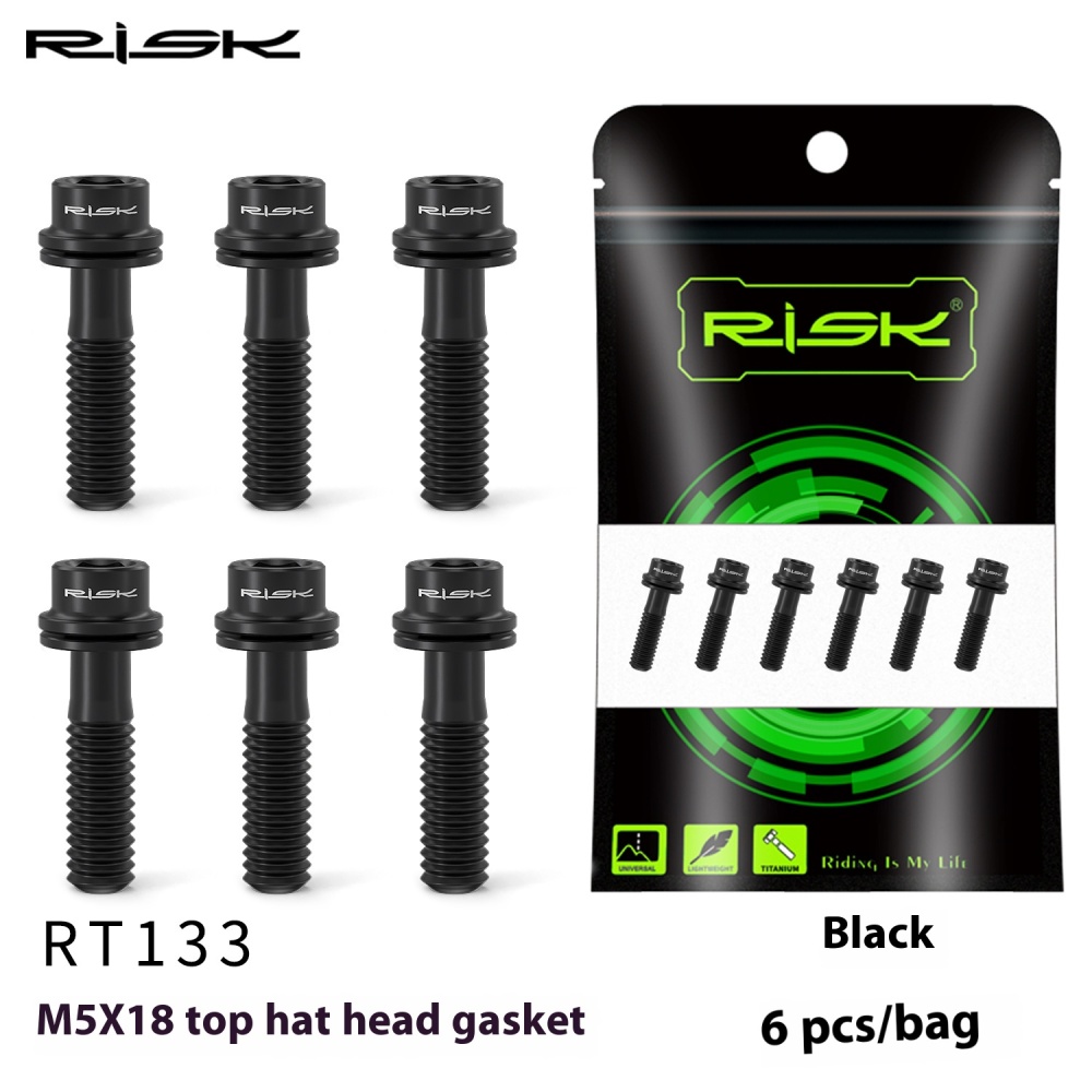 RISK M5x18/20mm Titanium Alloy Handlebar Stem Screw with Washer for Mountain Road Bike Fork Fixation