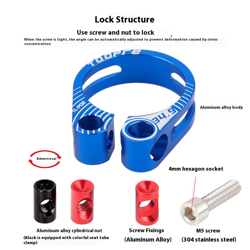 TOOPRE Bicycle Seatpost Clamp 31.8 34.9mm Hollow Locking Seat Tube Clamp Ring Seatpost Lock Buckle