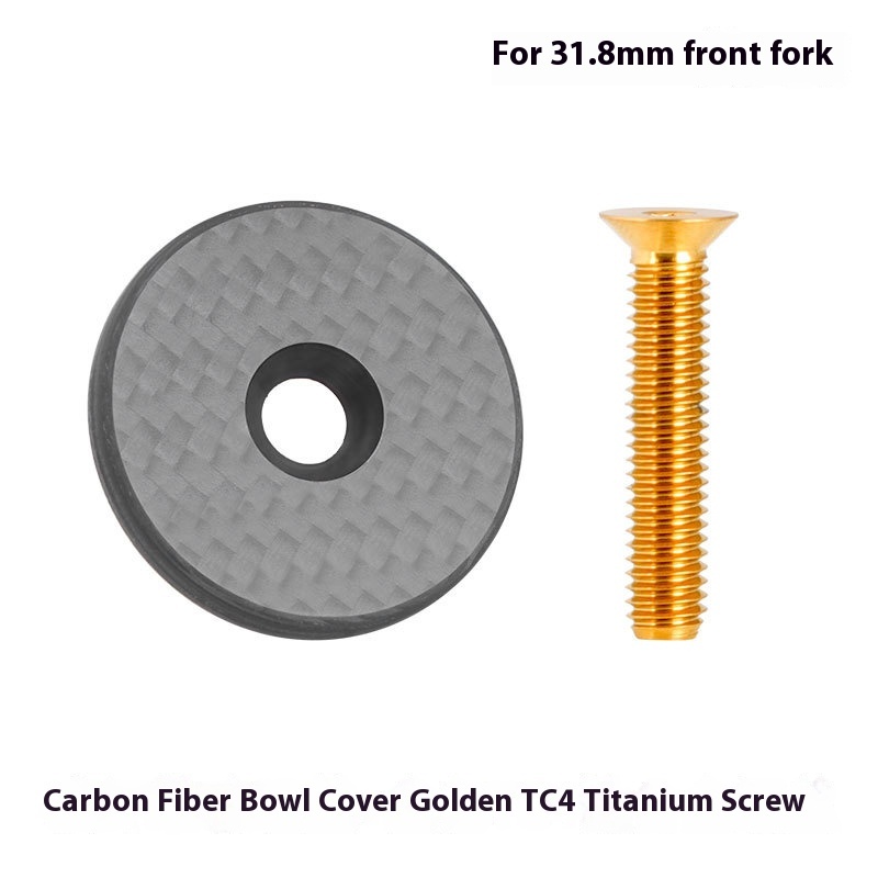 TOOPRE Bicycle Carbon Fiber Headset Cap Mountain Bike Stem Cap OD2 Fork Headset Cap with Titanium Alloy Screws