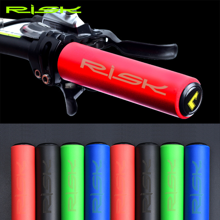 RISK Bicycle Handlebar Foam Grip Shock-Absorbing Foam Grip Mountain Bike Mini Bike Non-Slip Grip with Bar End Plugs