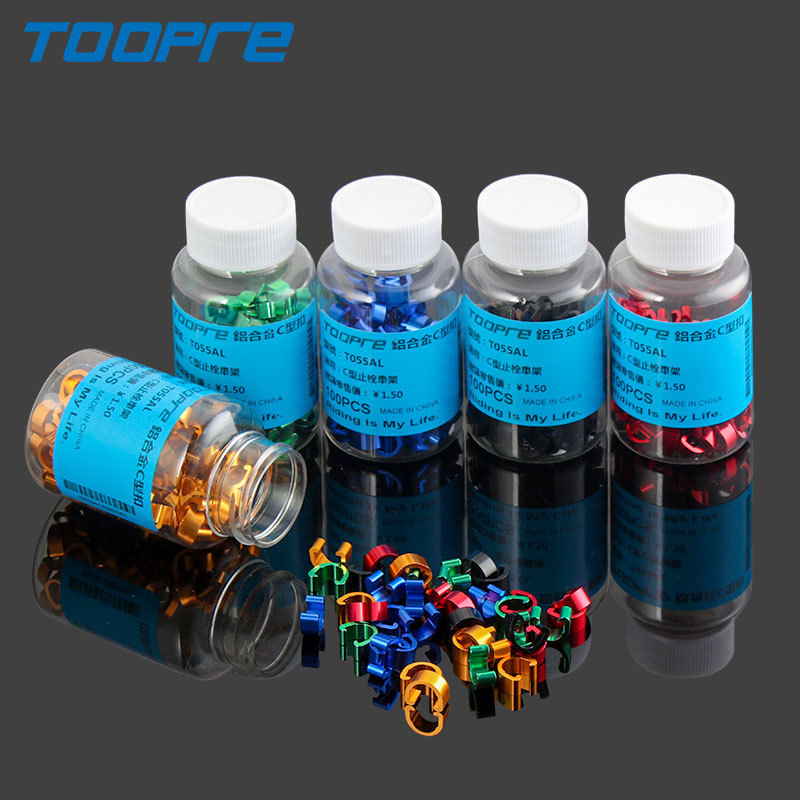 TOOPRE Aluminum Alloy C-Clips for Mountain and Road Bikes, Gear Shift and Brake Cable Housing Clips