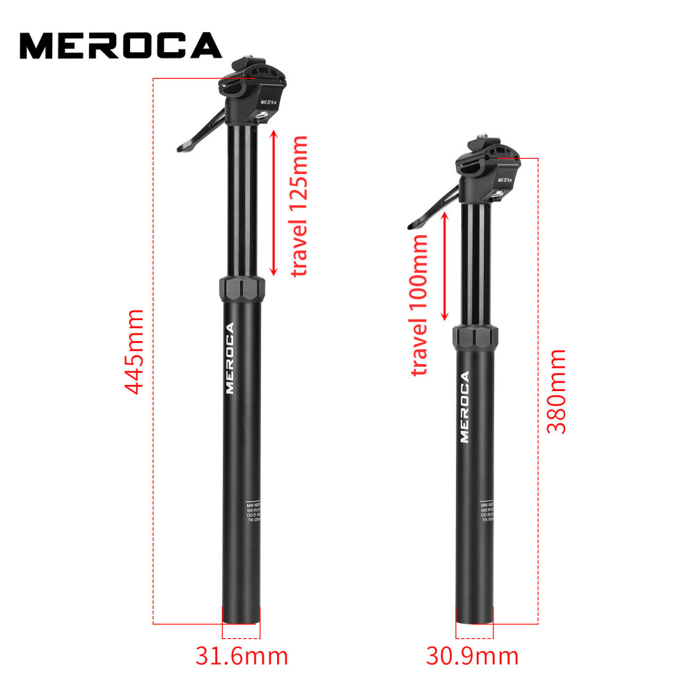 MEROCA Dropper Seatpost Aluminum Alloy Manual Control Height Adjustable 100/125mm Travel 30.9/31.6mm Mountain Bike Hydraulic Seatpost
