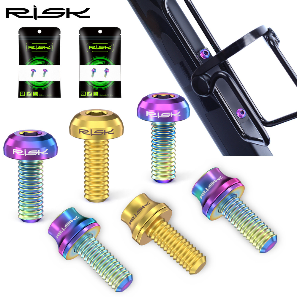 RISK Titanium Alloy Water Bottle Cage Mounting Screw M5x12mm with Washer for Mountain and Road Bikes