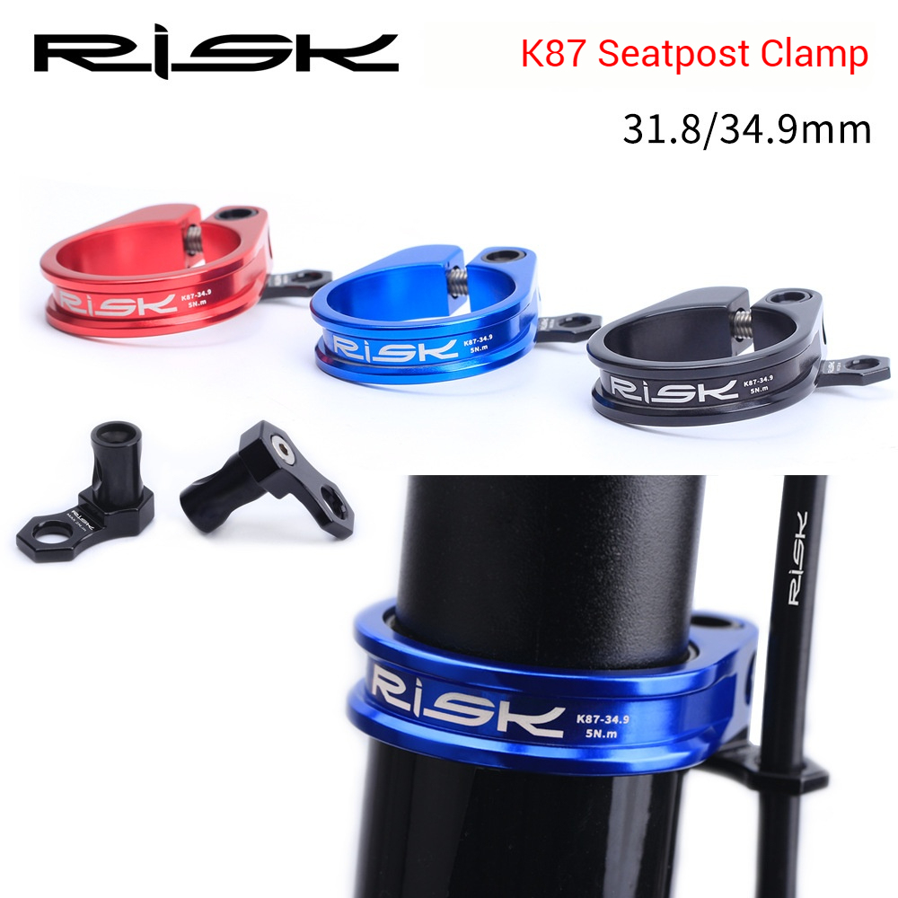 RISK K87 Mountain/Road Bike Seatpost Clamp with Quick Release Seat Tube Clamp Ring 31.8/34.9mm