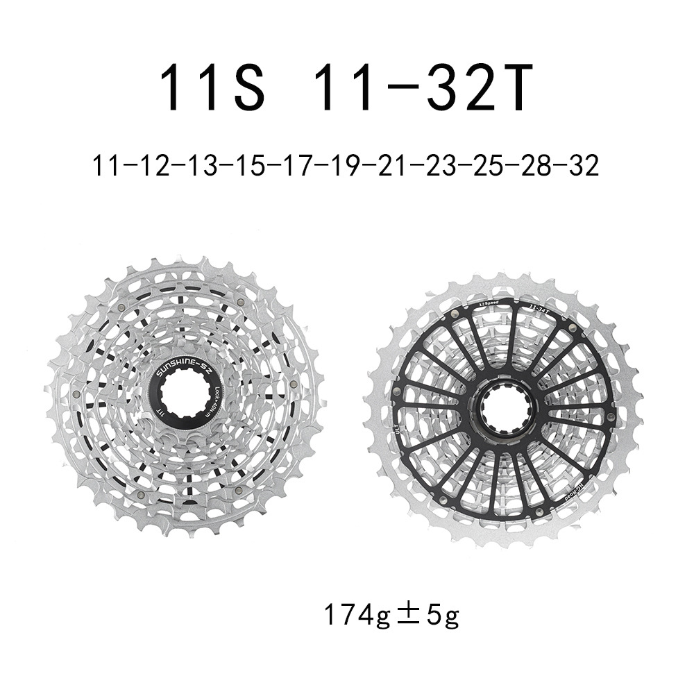 SUNSHINE-SZ HG Integrated Ultralight Cassette Freewheel for Road Bike 11 12 Speed 11-30T 32T 34T 36T Full-Steel CNC Black Silver