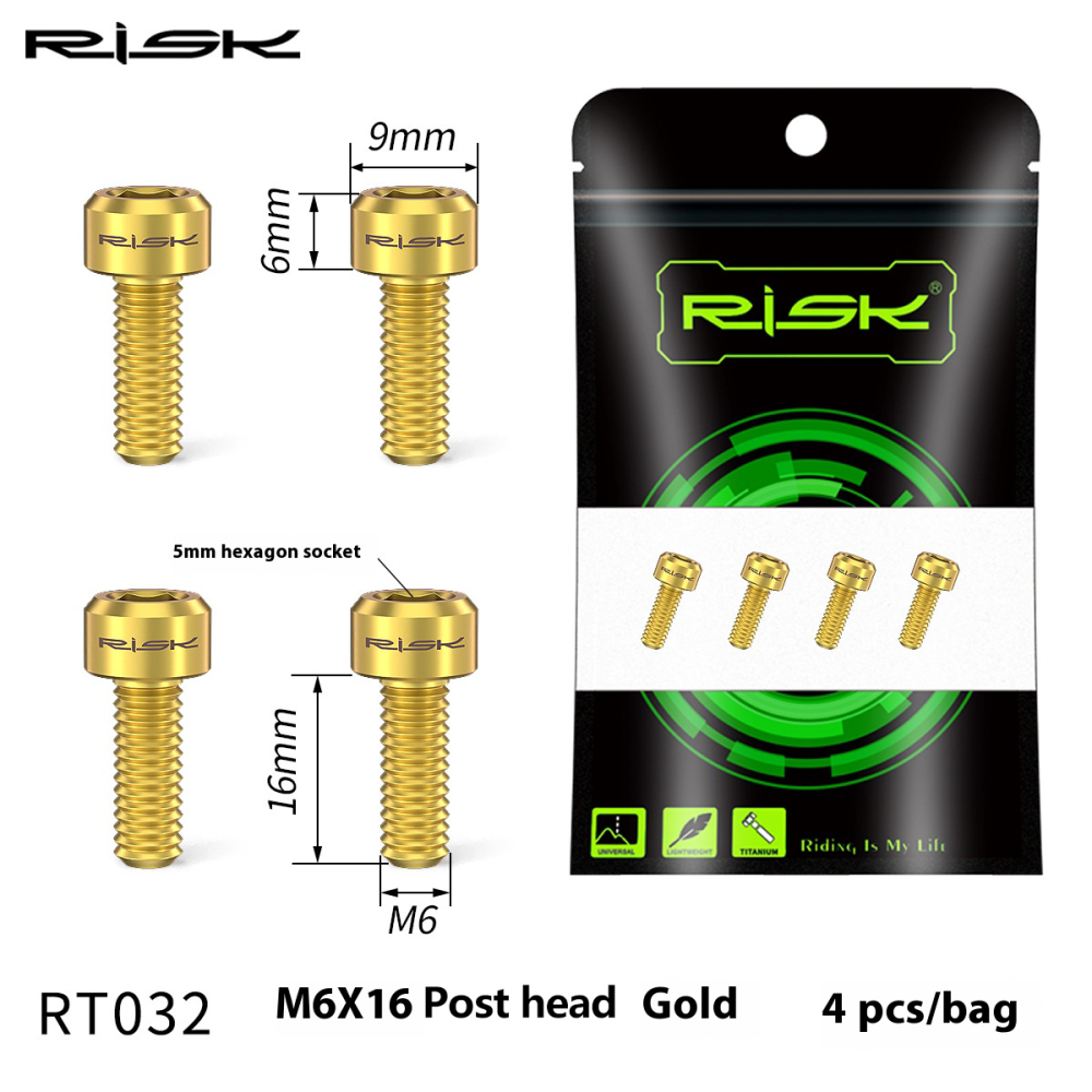 RISK M6x16/18/20 Mountain Bike Disc Brake Caliper Fixing Screws Titanium Alloy Brake Screws