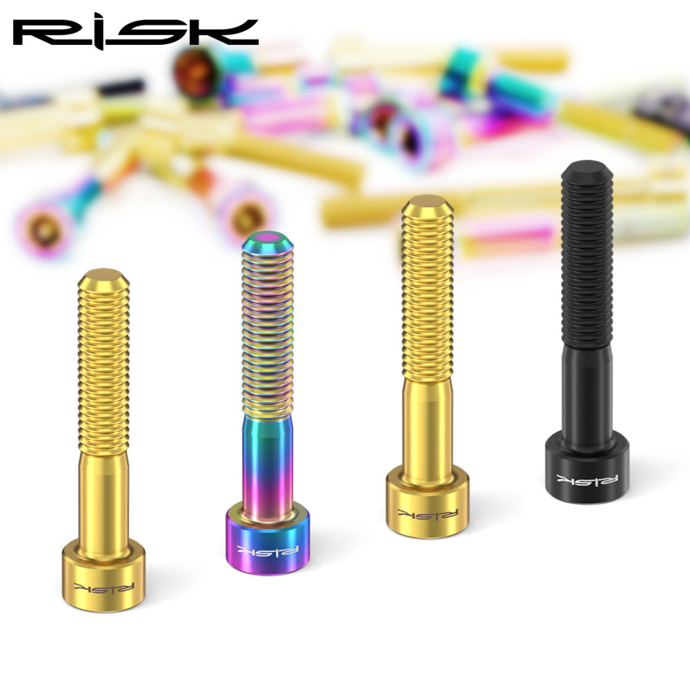 RISK M6x30/35/40mm Titanium Alloy Stem Cap Screw Extended Disc Brake Caliper Oil Disc Fixing