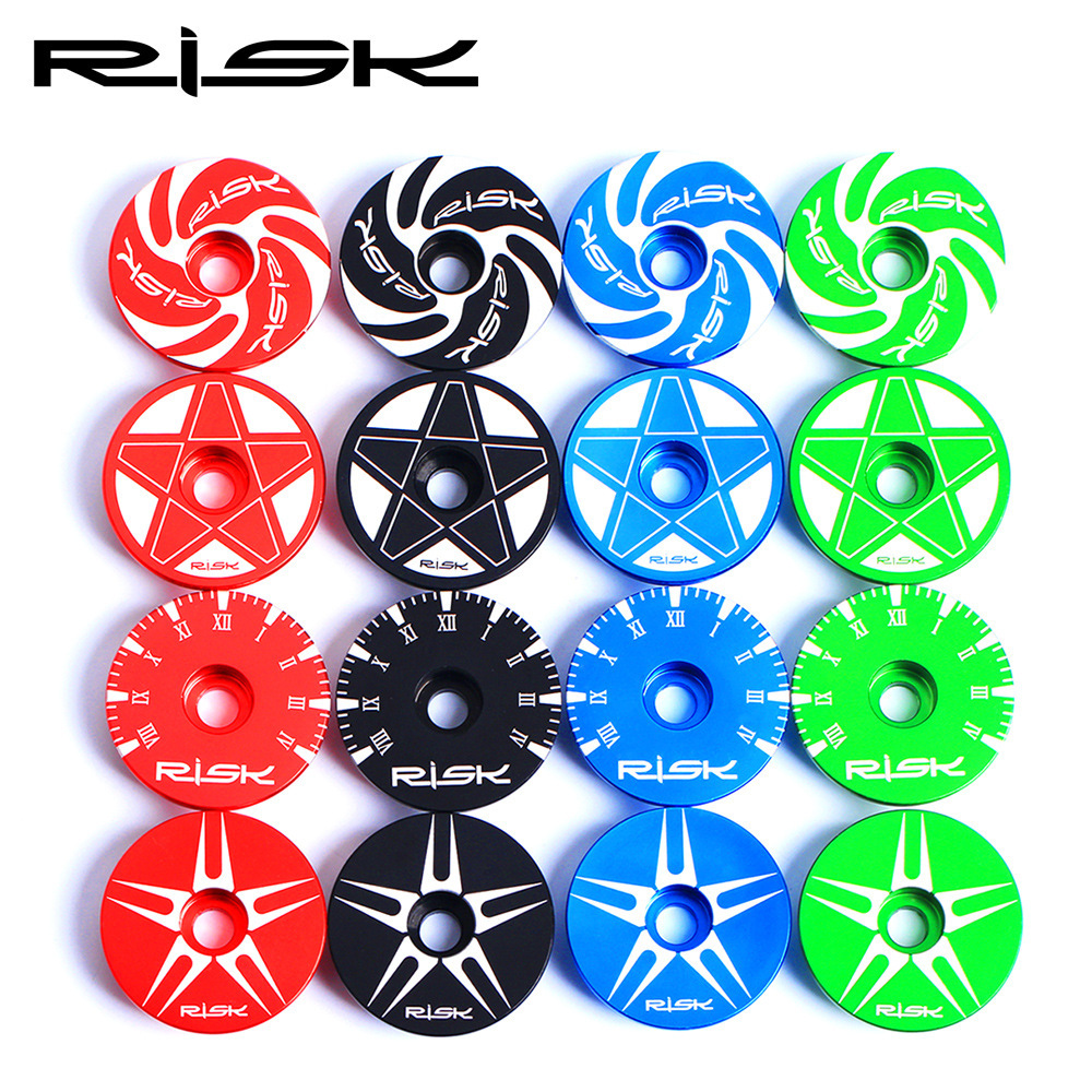 RISK Aluminum Alloy Stem Cap CNC Headset Top Cap for Mountain Road and Fixed Gear Bikes Fork Locking Upper Cap