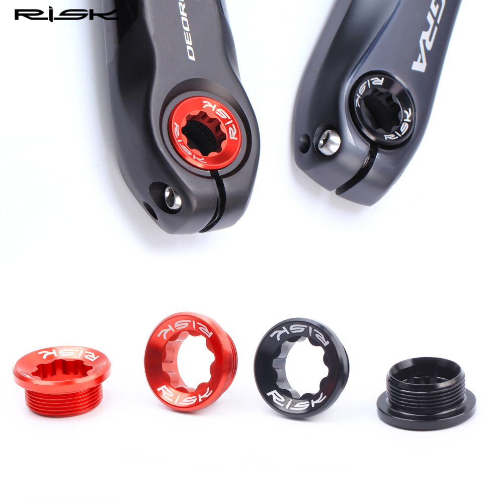 RISK Bicycle Crank Arm Cap Hollow Integrated Chainring for Mountain Bike Aluminum Alloy Crank Screws BB Axle Crank