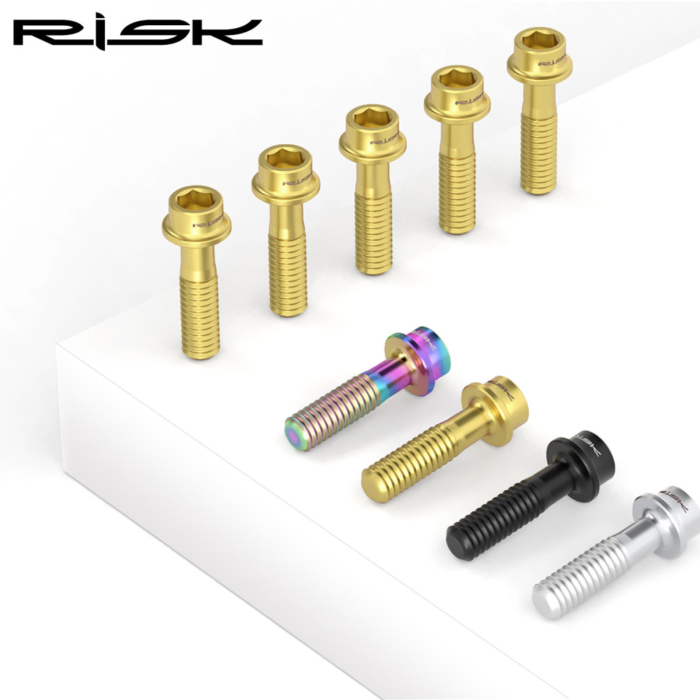 RISK M5x16/18mm Titanium Alloy Handlebar Stem Bolts for Mountain Bike Colorful Screws Dome Head/Top Hat Head
