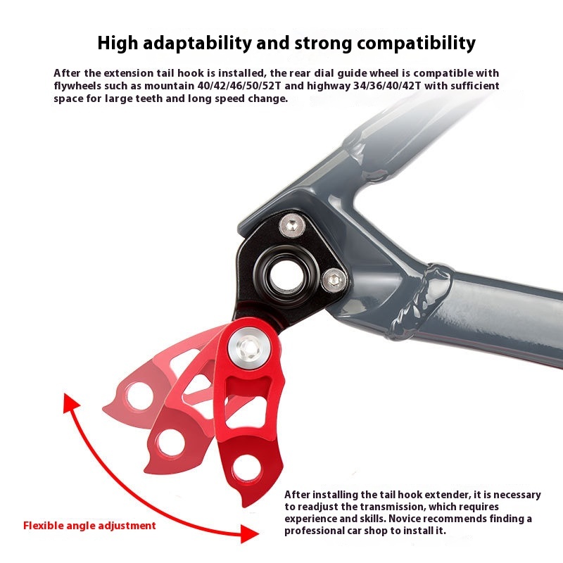 TOOPRE Bicycle Rear Derailleur Hanger Extender, Frame Hook Extender for 34T-52T Pulley Wheel