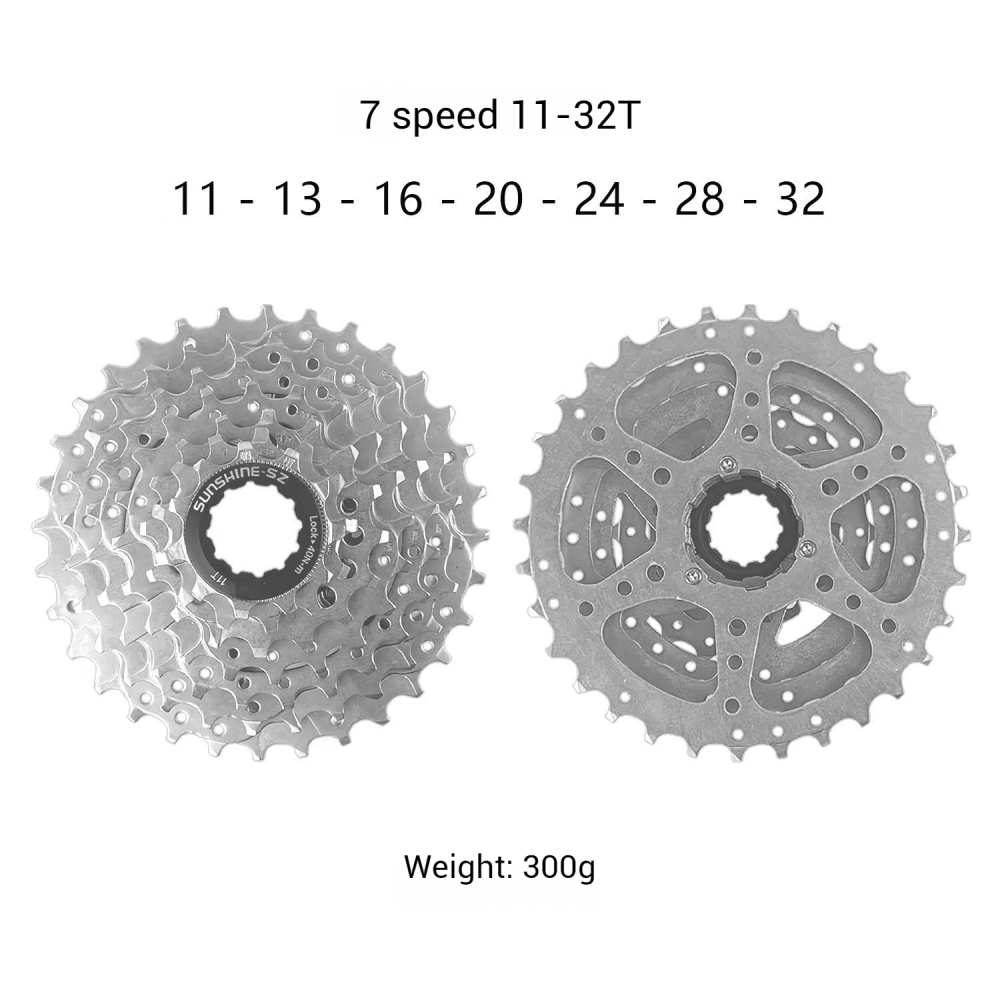 SUNSHINE HG Mountain Bike Cassette flywheel 7 / 8 / 9 / 10 / 11 / 12 / 13 Speed 11-28T 30T 32T 34T 36T 40T 42T 46T 50T 51T 52T High-Strength Steel Freewheel Compatible with Shimano SRAM MTB