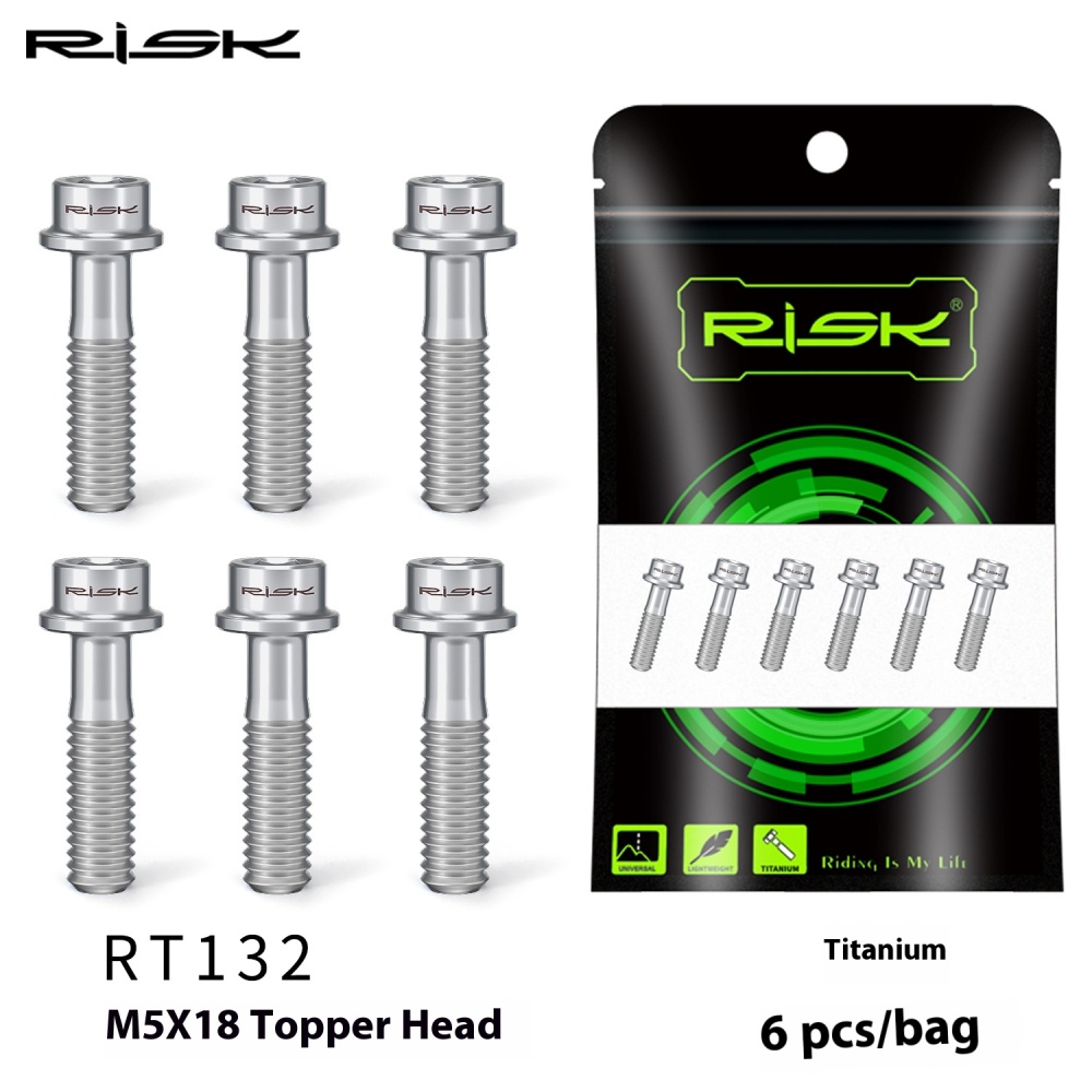 RISK M5x16/18mm Titanium Alloy Handlebar Stem Bolts for Mountain Bike Colorful Screws Button Head