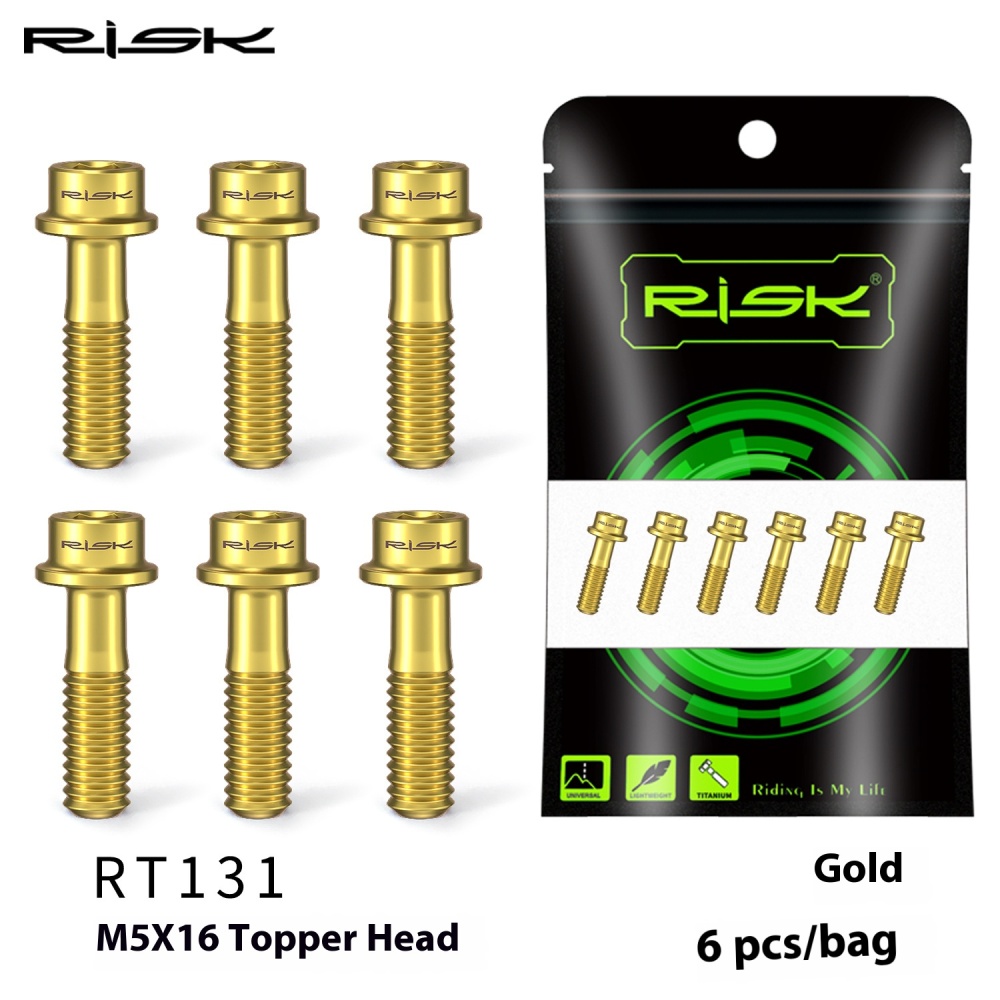 RISK M5x16/18mm Titanium Alloy Handlebar Stem Bolts for Mountain Bike Colorful Screws Button Head