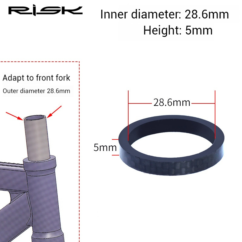 RISK Road Bike 28.6mm/31.8mm Fork Headset Carbon Fiber Washer OD2 Spacer Ring