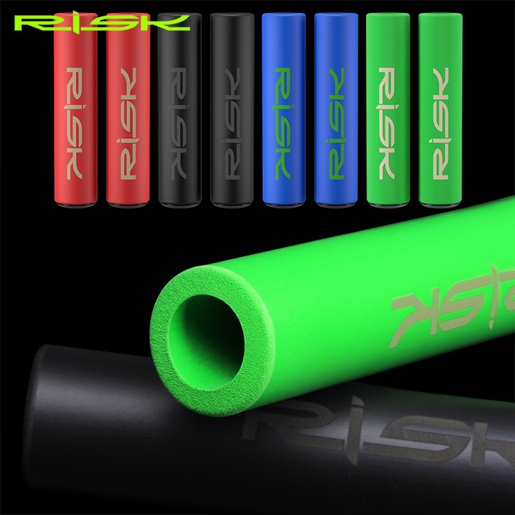 RISK Bicycle Handlebar Foam Grip Shock-Absorbing Foam Grip Mountain Bike Mini Bike Non-Slip Grip with Bar End Plugs
