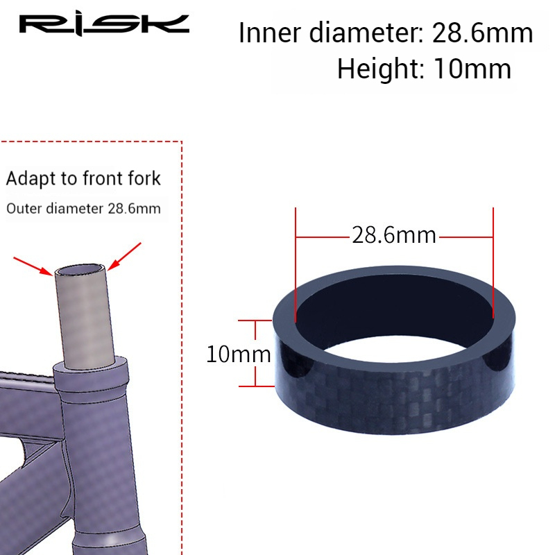 RISK Road Bike 28.6mm/31.8mm Fork Headset Carbon Fiber Washer OD2 Spacer Ring