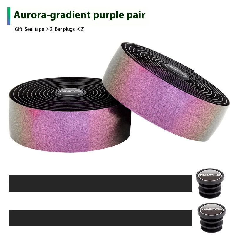 TOOPRE Road Bike Handlebar Tape Color-Changing Sweat-Wicking Anti-Slip Curved Bar Tape Colorful Aurora Gradient