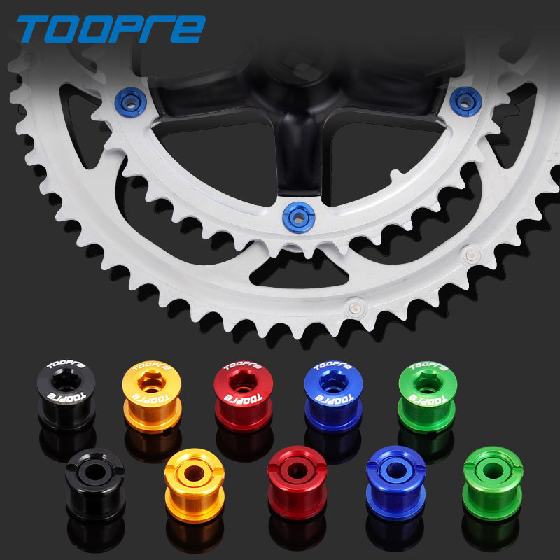 TOOPRE Mountain Bike Aluminum Alloy Chainring Bolts Ultra-Lightweight Colored Chainring Screws for Single and Double Chainring Conversion