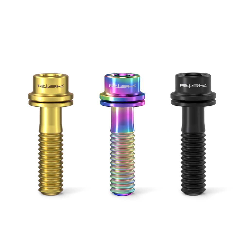 RISK M5x18/20mm Titanium Alloy Handlebar Stem Screw with Washer for Mountain Road Bike Fork Fixation