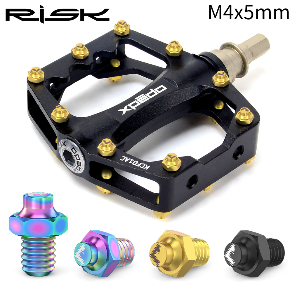 RISK Mountain Bike XC Cross-Country Titanium Alloy Pedal Pins Hexagonal Anti-Slip Pins Boxed