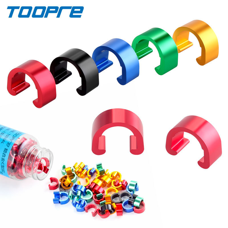 TOOPRE Aluminum Alloy C-Clips for Mountain and Road Bikes, Gear Shift and Brake Cable Housing Clips
