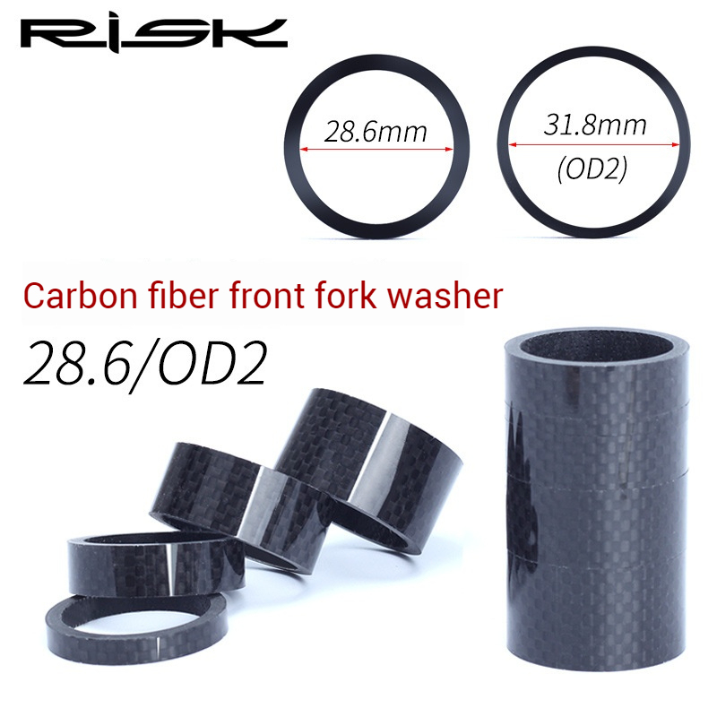 RISK Road Bike 28.6mm/31.8mm Fork Headset Carbon Fiber Washer OD2 Spacer Ring