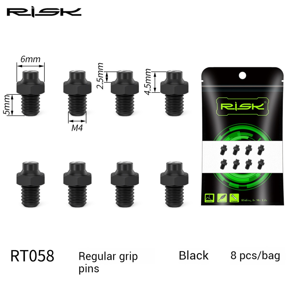 RISK Mountain Bike XC Cross-Country Titanium Alloy Pedal Pins Hexagonal Anti-Slip Pins Boxed