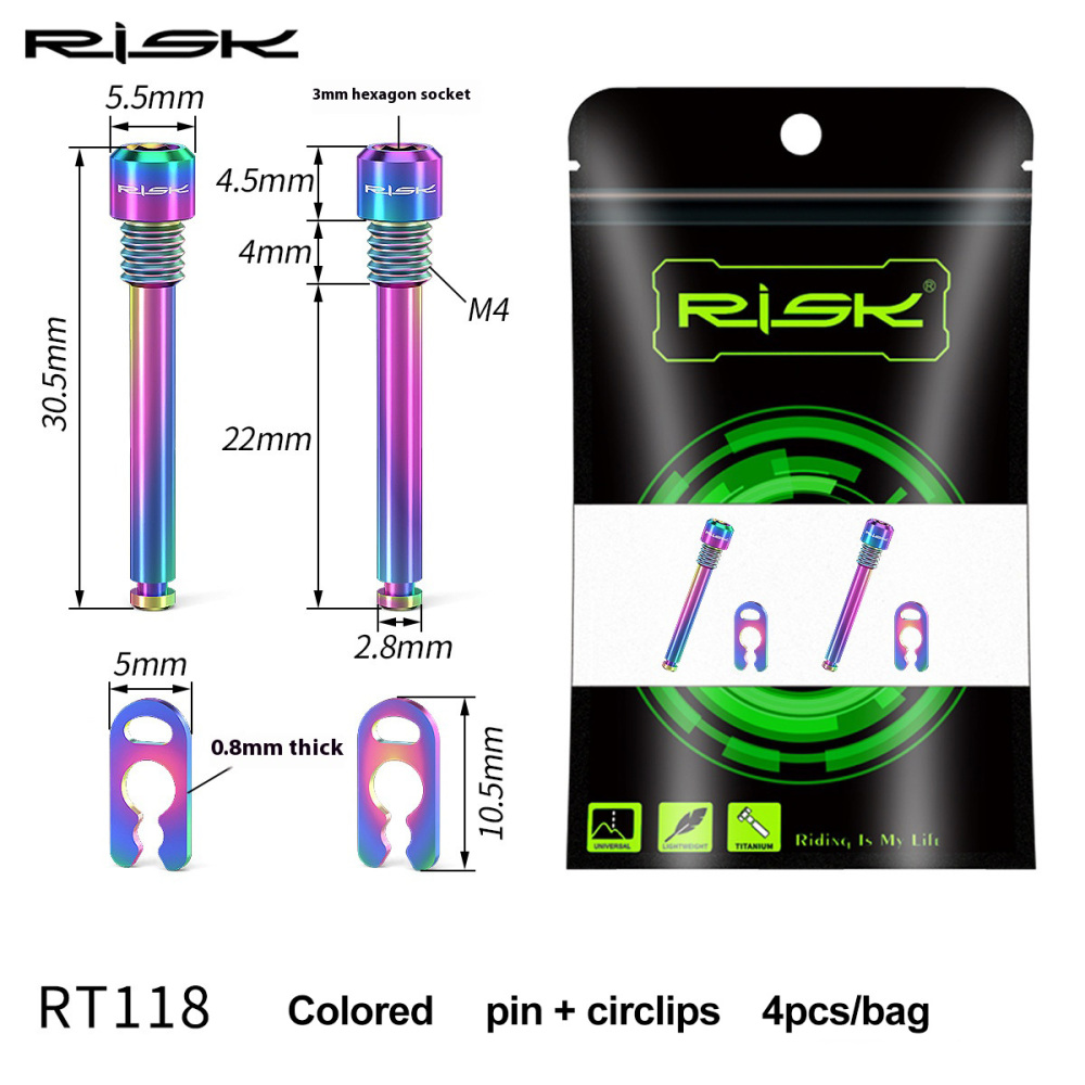 RISK Titanium Alloy Screws for Bicycle Hydraulic Disc Brake System Oil Tube Five-line Body Screws Bolts Brake Pads Pin for XT M8000 Disc Brakes RT114/RT115/RT116/RT118/RT119