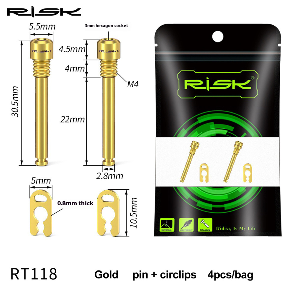 RISK Titanium Alloy Screws for Bicycle Hydraulic Disc Brake System Oil Tube Five-line Body Screws Bolts Brake Pads Pin for XT M8000 Disc Brakes RT114/RT115/RT116/RT118/RT119