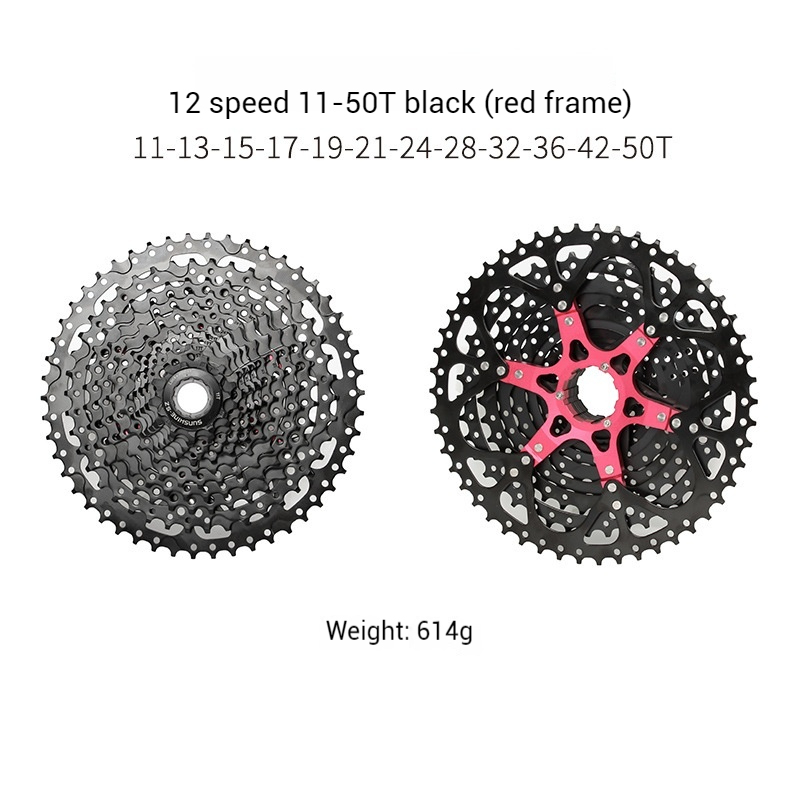 SUNSHINE HG Mountain Bike Cassette flywheel 7 / 8 / 9 / 10 / 11 / 12 / 13 Speed 11-28T 30T 32T 34T 36T 40T 42T 46T 50T 51T 52T High-Strength Steel Freewheel Compatible with Shimano SRAM MTB
