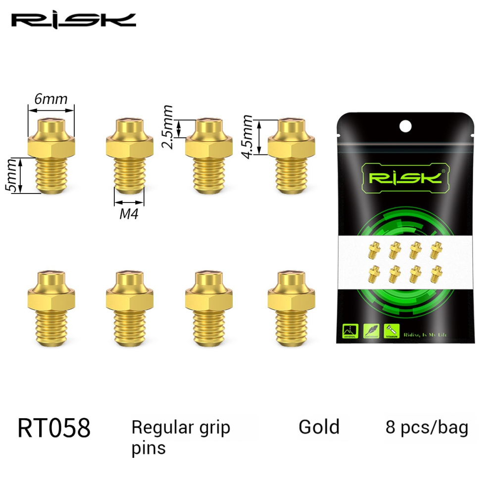 RISK Mountain Bike XC Cross-Country Titanium Alloy Pedal Pins Hexagonal Anti-Slip Pins Boxed