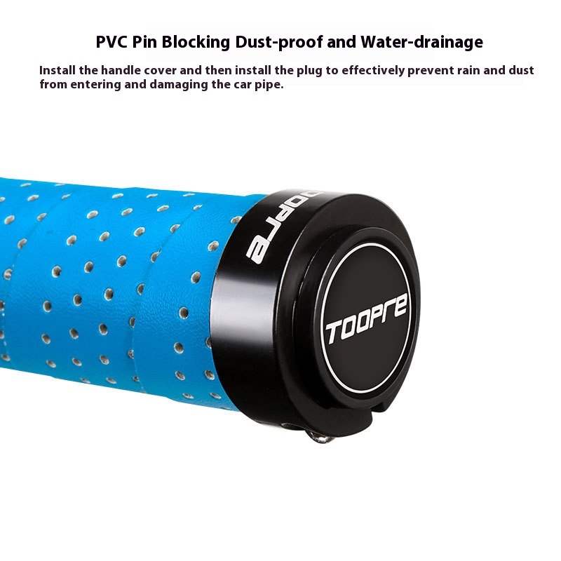 TOOPRE Mountain Bike Grips PU Perforated Leather Colorful Anti-Slip Breathable Aluminum Alloy Double-Sided Locking