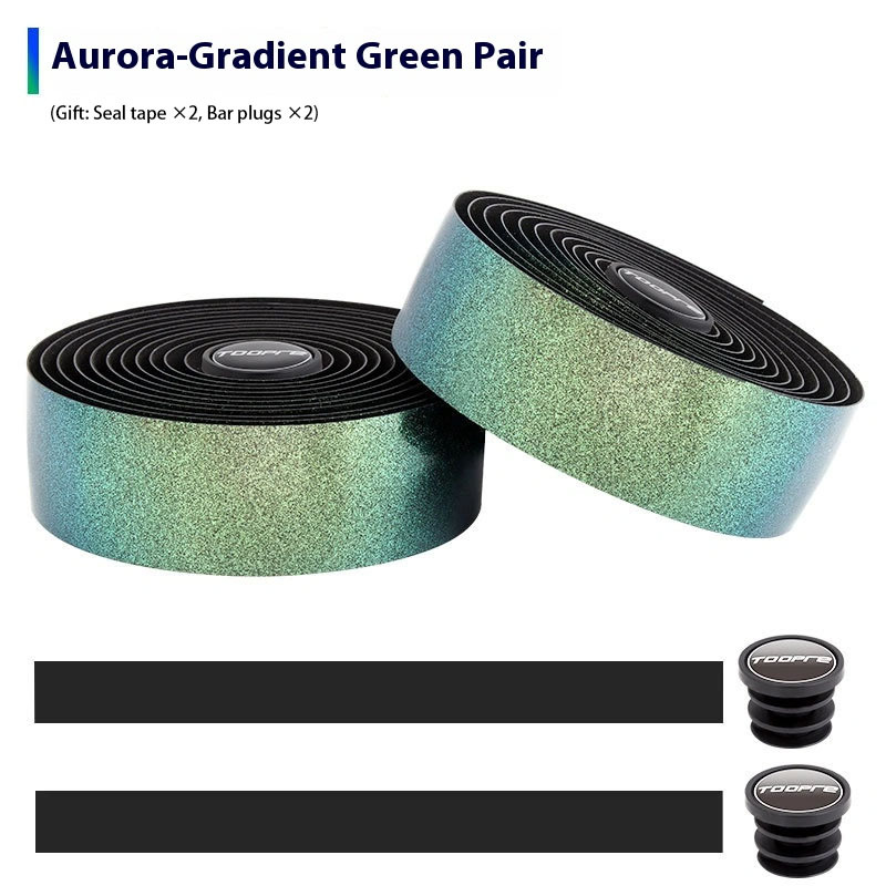 TOOPRE Road Bike Handlebar Tape Color-Changing Sweat-Wicking Anti-Slip Curved Bar Tape Colorful Aurora Gradient