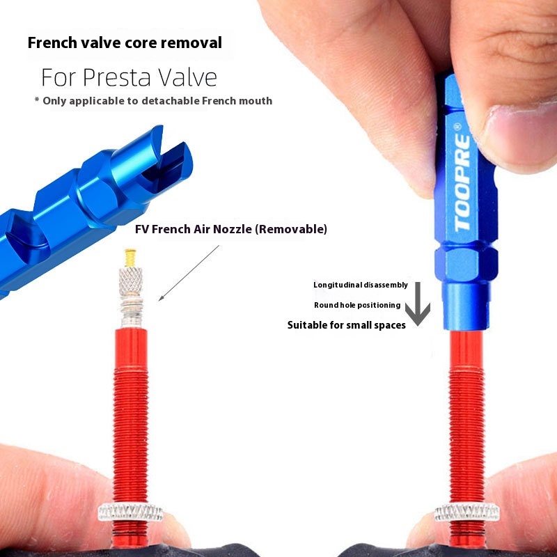 TOOPRE Bicycle Multi-function American Valve Core Tool Presta Valve Tire Valve Extension Rod Disassembly Wrench