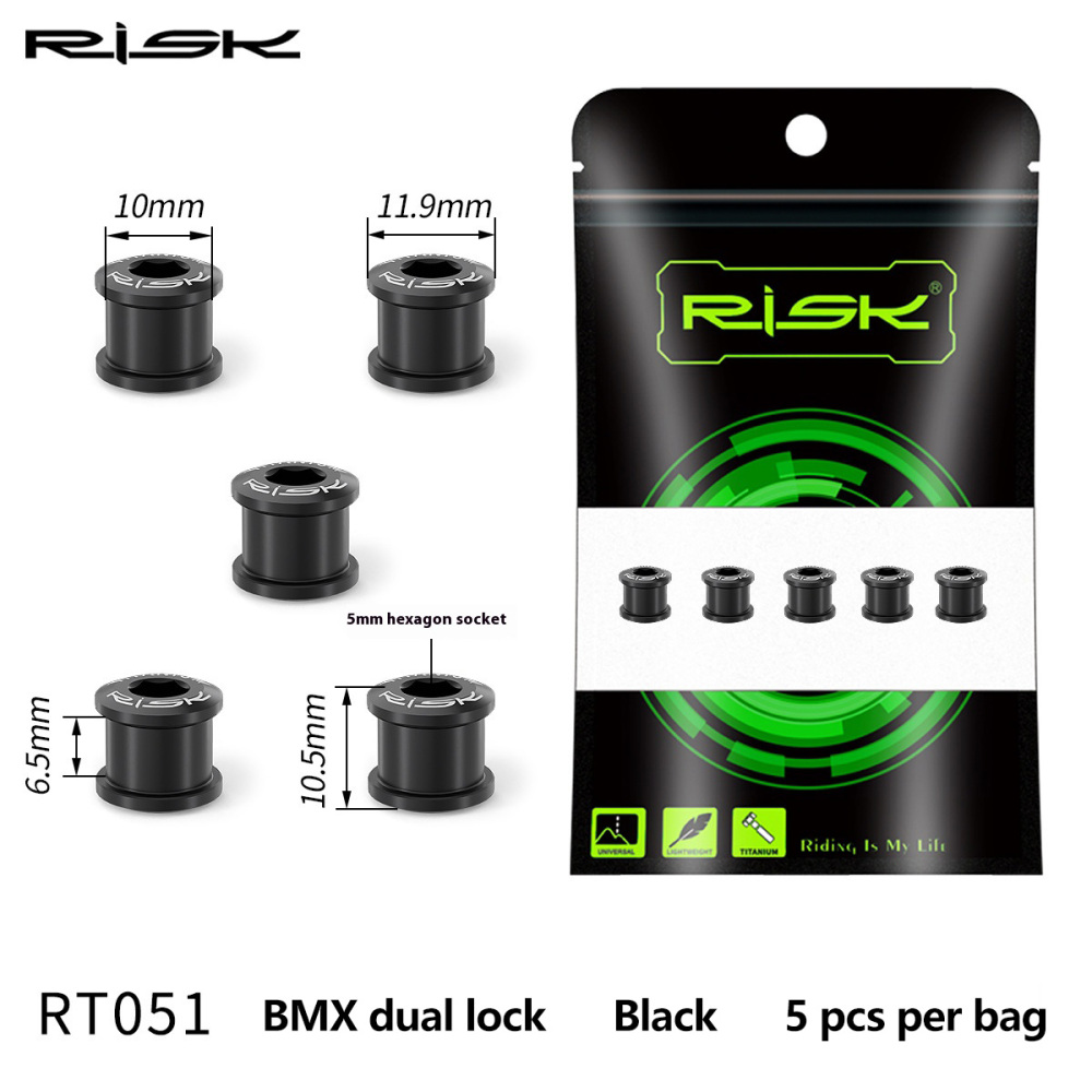 RISK 6.5mm Mountain Bike Titanium Alloy Single Chainring Bolts Screws Bolts for XT Chainring Fixing RT050 RT051
