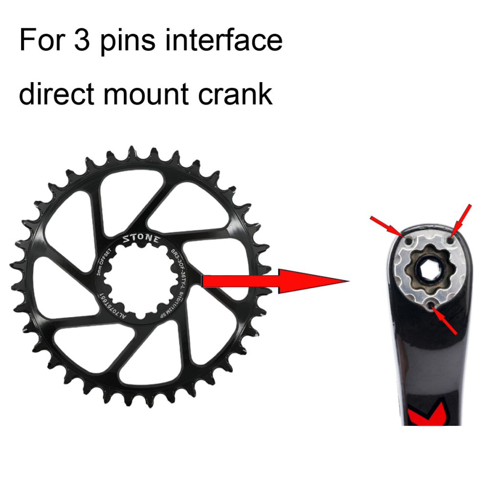 Stone Bike Chainring 3mm Offset Direct Mount Round 3 pins for Sram X9 X0 XX1 X01 26 28t 30t 32 34t 36 38 40T Boost 148mm aero hollow