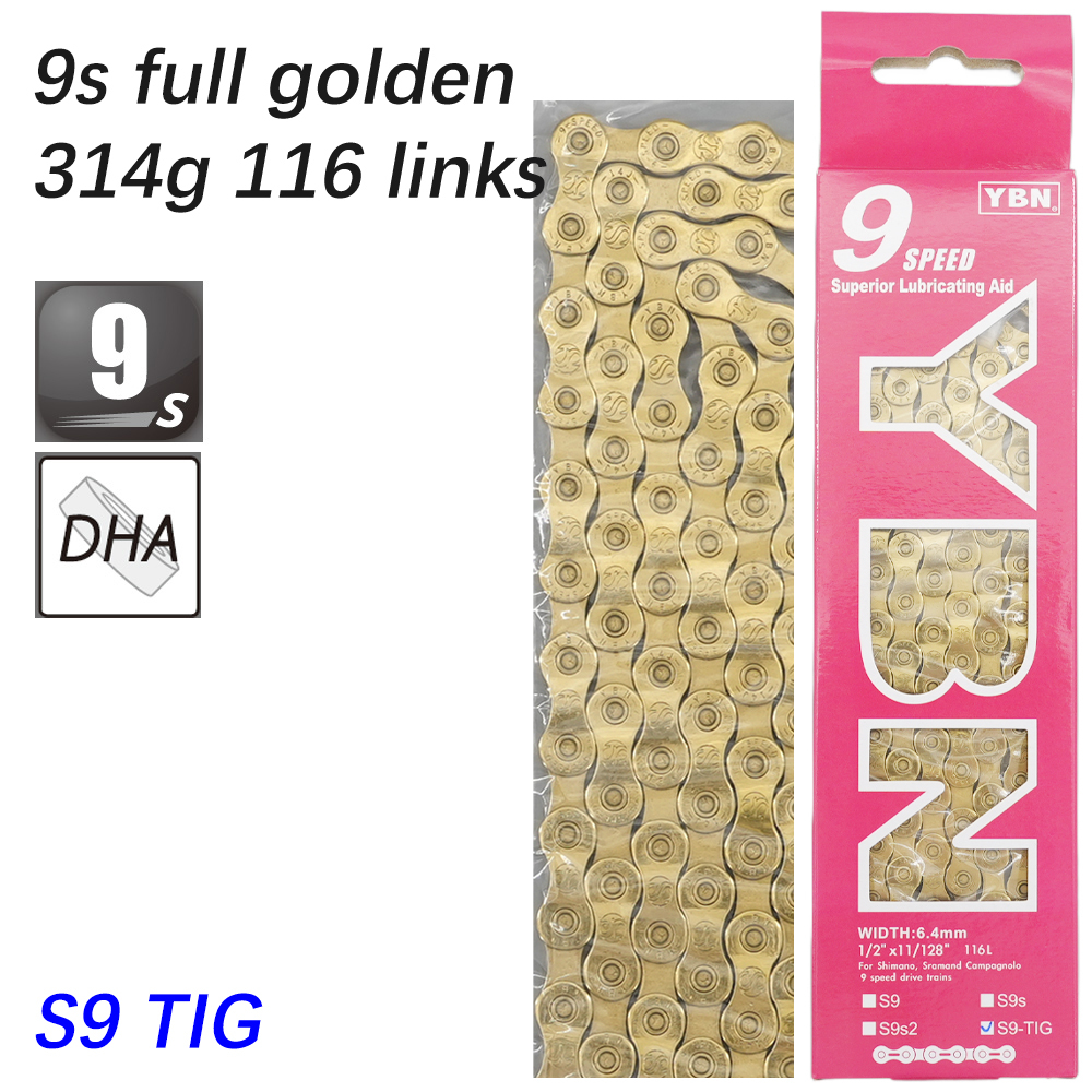 YBN Bike Chain 10 11 12 speed SLA silver hollow gold oil slick Titanium coating 8 9s MTB road bike chain for Shimano/ SRAM