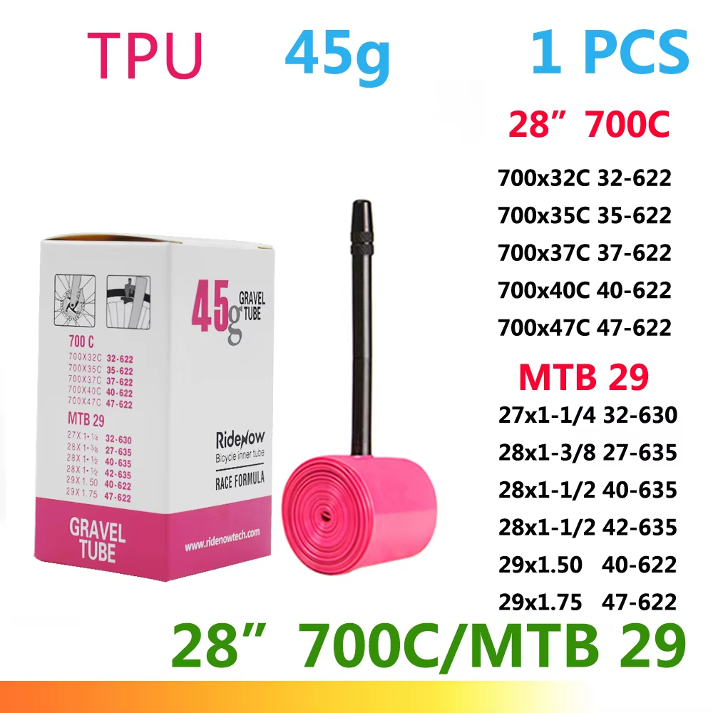 RideNow Ultralight Bike Inner Tube 700c Road Bicycle TPU Inner Tube tire 45mm 65mm 85mm French Valve Bike inner Tubes MTB gravel presta valve