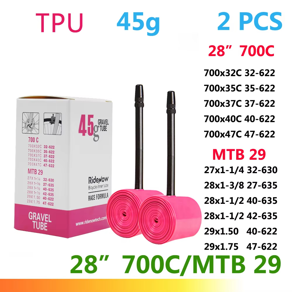 RideNow Ultralight Bike Inner Tube 700c Road Bicycle TPU Inner Tube tire 45mm 65mm 85mm French Valve Bike inner Tubes MTB gravel presta valve