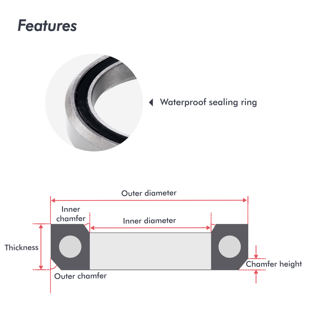 Neco Bearing Road Bike MTB Headset Bearing MR019 MR040 41mm 30.2mm 51.8mm 40mm 36x45 Degree for FSA Neco Headset Repair Parts